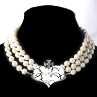 new products European and American heavy industry catwalk models fashion three-layer pearl clavicle chain full diamond Saturn 233j