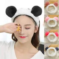 Panda Ear Coral Fleece Headband Washing Face Shower Spa Hairband Women Headwear Plush Elastic Hair Band Fashion Hair Accessories