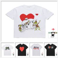 Magliette da uomo donna magliette magliette di alta qualità t-qualità in cotone giapponese cotone corto ricamato cuore rosso grande amore stampa stampa faccina faccina coppia collezione di fondo d06