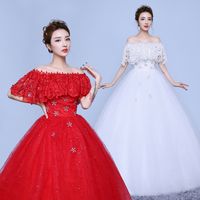 Hochzeitskleid 2022 Neues Temperament Retro Einfaches Ein Wort Schulter Koreanische Kirche Stil Spitze High-End-Luxus-Qualität