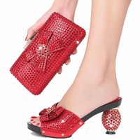 Slippers Rhingestone Women's High Heels 2022 Italien Design Spring Summer Party Wedding Crystal and Clutch Sac Sacppers