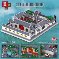 Particles Chinese Decoration Assembling Block Model Micro-brick Small LZ8055 Three-dimensional Architecture Courtyard Toy Leisure 2919
