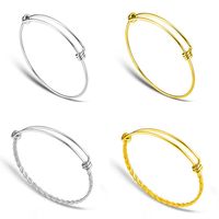 20pcs lot 100% Stainless Steel DIY Charm Bangle 50-65mm Jewelry Finding Expandable Adjustable Wire Bangles Bracelet Whole193E