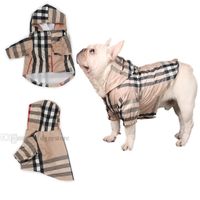 Designer Dog Clothes Classic Check Pattern Dog Apparel Dogs Raincoat Lightweight Windbreaker Hooded Jacket for French bullodg Pug Boston Terrier Outdoor Coat A169
