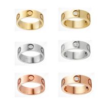 Designer rings love screw band ring mens classic luxury jewelry women 4 5 6mm Titanium steel Alloy Gold-Plated jewelries Never fade Not allergic engagement love gift