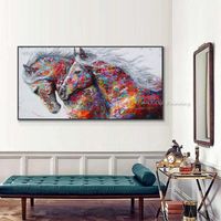 Paintings 100% Hand- painted Abstract 3D Red Horse Oil Painti...