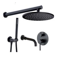 Black Brass Cold Water Concealed Rainfall Head Single Handle Mixer Bathroom Faucets Tap Set Bathtub Shower Faucets Tap Set295k