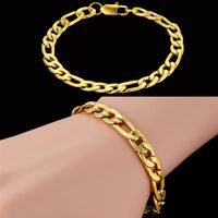 Vintage Male Bracelet Gold Color Stainless Steel Link Chain Bracelet Figaro Chain Link Bracelets Men Jewelry bileklik pulseras235T