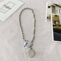 famous brand jewerly 316L titanium Steel 18K gold plated necklace short chain silver man heart necklace pendant for women man love303O