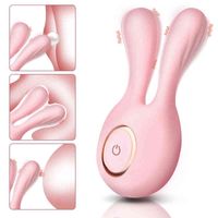 Mamelon double stimulateur g spot clitoris masseur 12 modes de vibration vibratrice du pénis de lapin pour les femmes marbatrices adultes L220711