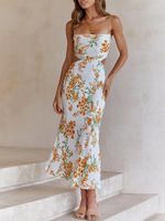 Casual Dresses Fashion Women Summer Long Dress Sexy Robe Sundress For Clothes Beach Boho Style Vintage Maxi Hollow Out 2022