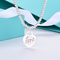 Fashion Druzy Jewelry t Brand Minimaliste de coeur doux en forme 925 Collier de charme mignon en argent sterling pour femme