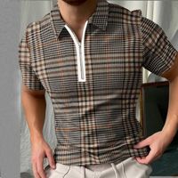 Camisas casuais masculinas equipadas com manga comprida impressão masculina zíper turn back blusa de colarinho de blusa curta