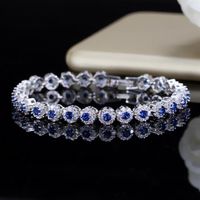 Chain Trendy Green And White Cubic Zirconia Stone Setting Ladies Tennis Bracelets Silver 925 Jewelry For Women B1003117