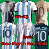 Spelarfans Argentina Soccer Jersey Special Black 21 22 23 Cope America Home 1986 Fotbollströjor 2021 2022 Dybala Lo Celso 2023 Maradona Men Kids Kit Uniforms
