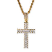 2020 Ny ankomst Real Gold Plated T Square Cubic Zircon Cross Pendant Halsband Personlig full diamanthiphop smycken gåvor för240t