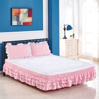 Three Layers Wrap Around Elastic Solid Bed Skirt Elastic Ban...