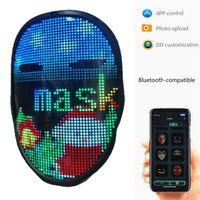 1PC Bluetooth- compatible Halloween Mask LED Luminous Masks C...