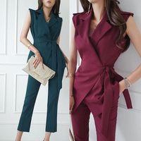Pantalones de dos piezas para mujeres Ocupación de verano Suits de 2 piezas para mujeres con elegante chaleco de trajes