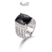 Rings Dy Twisted Wire Prismatic Black Bague Femmes Fashion Platine Plaqué Micro Diamond Trend Style polyvalent