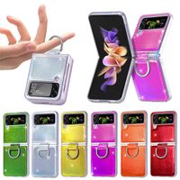 Case telefoniche di vendita diretta in fabbrica per Samsung Galaxy Z Flip3 Flip4 Case Ring Hold Hold Laser Gradient PU Pacchetti OPP