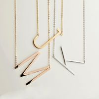 Fashion Stainless Steel Letters Pendant Necklaces Gold Plated Rose gold Silver Initials Jewelry Set For Men and Women