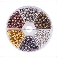 Diğer Gevşek Boncuk Mücevher Renkleri 948pcs 4mm Demir Yuvarlak Aralayıcı Metal Kolyeler için Pürüzsüz Bilezikler Yapımı -T Dhrib