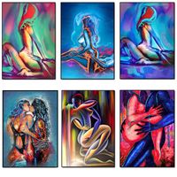 Pinturas Mujeres sexy Men desnudas Cuerpo de carrocería Color moderno Amante abstracto Carteles de sexo Arte de pared para el dormitorio decoración del hogar