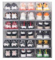 Wholesale Clear 12-24pcs Shoe Box Set Foldable Storage Plastic Transparent Door Home Closet Organizer Case Shelf Stack Display AA220326