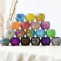 Candle Holders Assorted Colorful Mosaic Glass Holder Bowl Te...