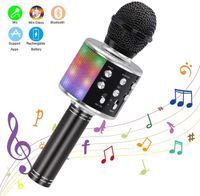 Microfono karaoke wireless microfono bluetooth portatile altoparlanti portatile casa ktv giocatore con luci a led danzante funzione record per bambini