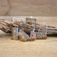 Pendant Necklaces Natural Citrines Geode Druzy Pendants Silvery Chains Healing Crystal Raw Quartz Drusy Slice Charms Necklace Women Jewelry
