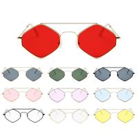 Sunglasses Chic Design Women Polygon Metal Frame Double Bridge Tinted With UV400 Protection Color LensSunglasses