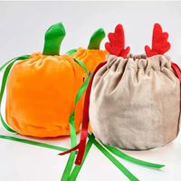 Halloween Pumpkin Basket Party Velvet Elk Bat Candy Bag com truques de cordas ou mini -bolsa Decoração do festival de bolsas