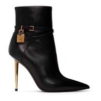 marca padlock decorazione in pelle ceratiera scarpe con zip puntata da 105 mm stivali corti corti corrono via designer di lusso da scarpe donne