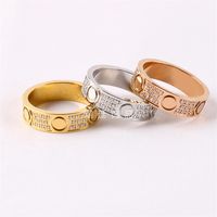 Fashion Designer Trendy Classic Nail Ring For Women Men Full Cz Crystal Stainless Steel Love Luxury 18k Gold Screw Rings Wedding E2504