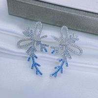 Dangle lampadario Design alla moda 925 Sterling Silver Blue Crytal Bowknot Stading Oreger per donne Orecchini delicati Eargrope Gioielli GIF GIF