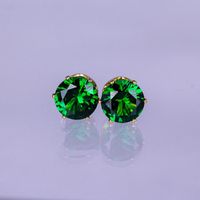 Boucles d'oreilles en pierre zircon mignonne étalon vert petit mariage rond pour les femmes en or couleurs de fête des boucles d'oreilles