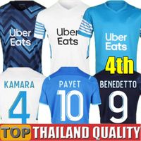 Olympique De Marseille camisetas de futebol 21 22 OM 2021 2022 pé maillot CUISANCE THAUVIN BENEDETTO KAMARA PAYET camisa de futebol Homens Kit Infantil uniforme