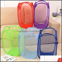 Foldable Mesh Laundry Basket Pop Up Hamper Washing Clothes Bag Storage Bin Dirty Kka2306 Drop Delivery 2021 Baskets Home Organization Hous