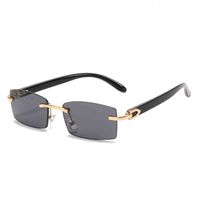 Óculos de sol jóias de alta qualidade moda retrô pequeno sem aro retângulo búfalo óculos homens design design de moldura gradiente 2021