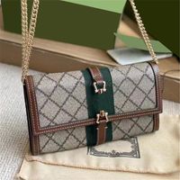 Wallets Designers Luxury Handbags Shoulder Crossbody Chain Bags Women Purses Clutch Bag Double Letters Dots Twill Braided Belt Zip198y