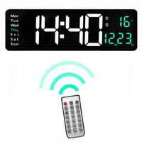 Remote Control Large Electronic Wall Clock Temp Date Power Off Memory Table Clock Wall-mounted Dual Alarms Digital LED Clocks H220414
