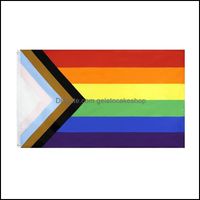 Vente en gros 90 * 150cm Triangle Triangle Rainbow Drapeaux Bannière Polyester Métal Arrommettes LGBT GAY PROGRESS PROGRESS PREDAGE DOC DECORATION DBC BH4589 DROP Livraison 2