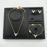 Top Quality Designer Jewelry Luxury Women Brand Designers Necklace Chain Choker Bracelet Bangle Ear Stud Earrings Gold Crystal Cop227H