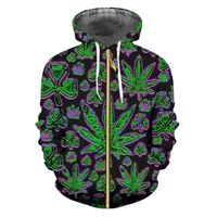 Men's Hoodies & Sweatshirts Plus Size S-6xl 2022 Green Leaves 3d Printed Zipper Sweatwear Trending Gothic Black Oversize Spring Fall Zip Coa