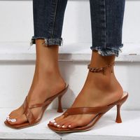 Sandals Thin Heels Slippers Women Solid Color Ladies High Fl...