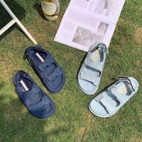 Сандалии Hookloop Спортивная платформа Женщины синяя джинсовая джинсовая каблука папа с пряжкой летняя пляжная обувь