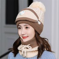 Fashion Winter Hat Scarf Mask Set for Women Girls Warm Beanies Breathe Scarf Pompoms Knitted Caps and Scarf Mask Windproof Beanies2121
