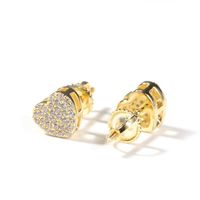Mens Hip Hop Stud Earrings Jewelry Womens Fashion Gold 925 Silver Heart Diamond Earrings273m